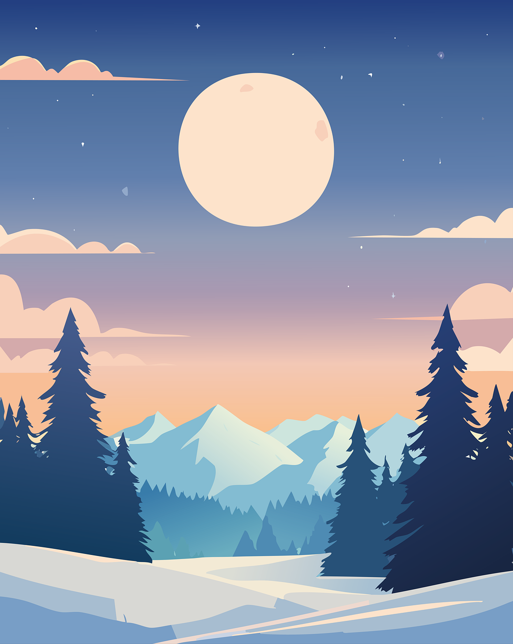 image winter moonlight